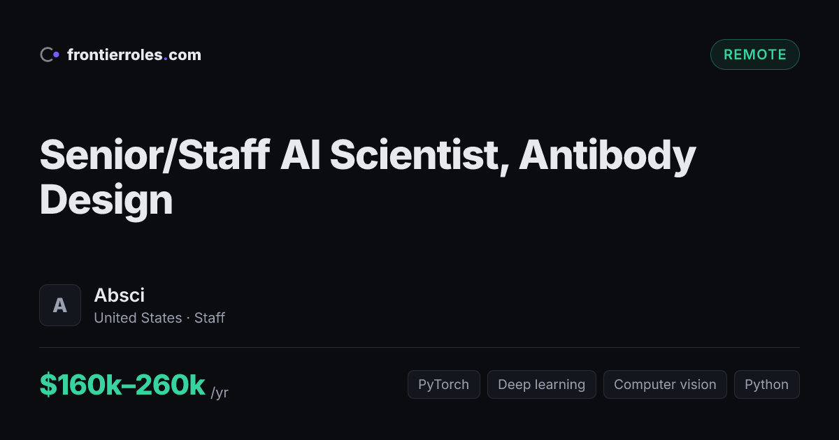 Senior/Staff AI Scientist, Antibody Design — Absci