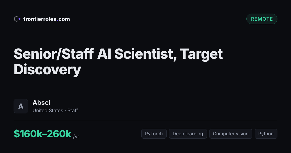 Senior/Staff AI Scientist, Target Discovery — Absci