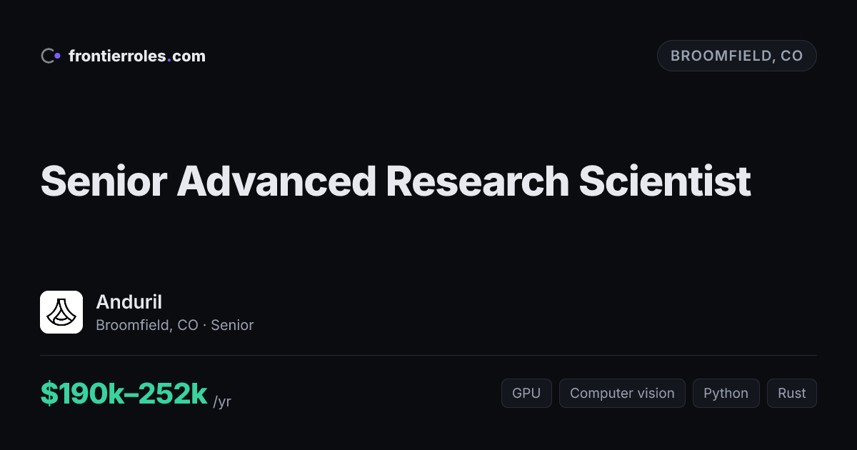 Senior Advanced Research Scientist — Anduril