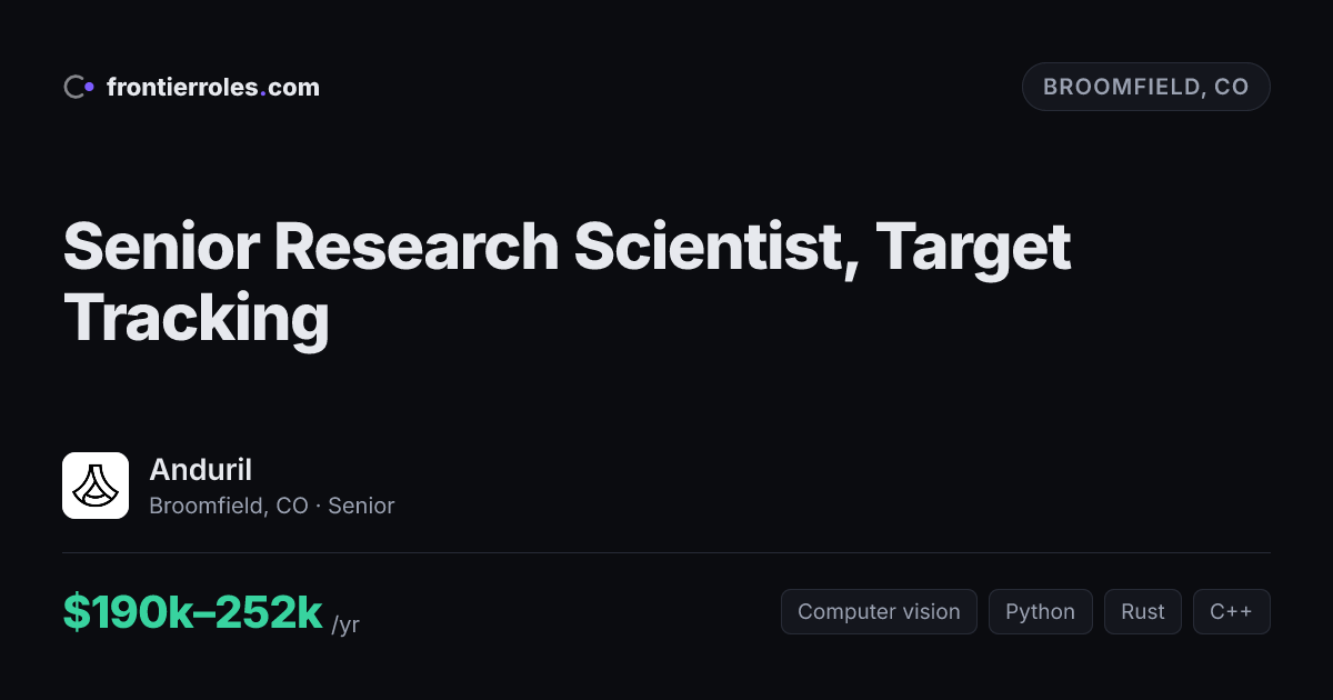 Senior Research Scientist, Target Tracking — Anduril