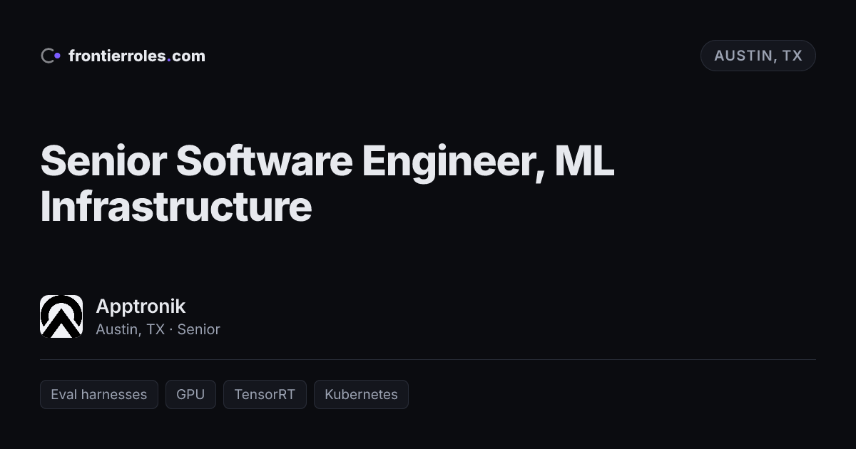 Senior Software Engineer, ML Infrastructure — Apptronik