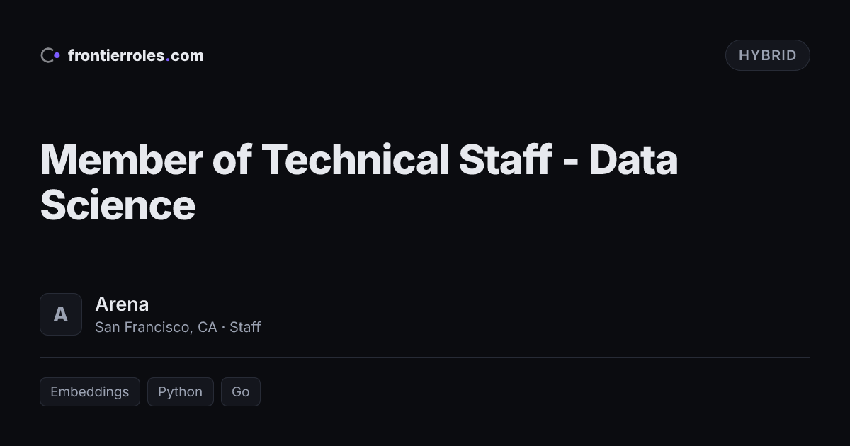 Member of Technical Staff - Data Science — Arena