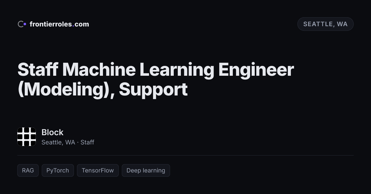 Staff Machine Learning Engineer (Modeling), Support — Block