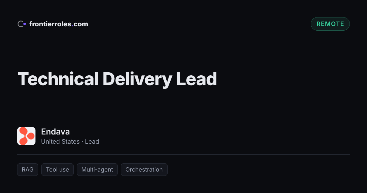 Technical Delivery Lead — Endava
