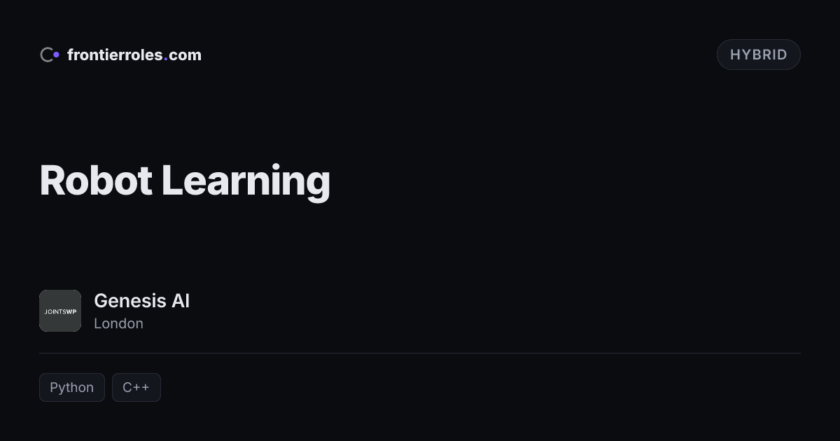 Robot Learning — Genesis AI