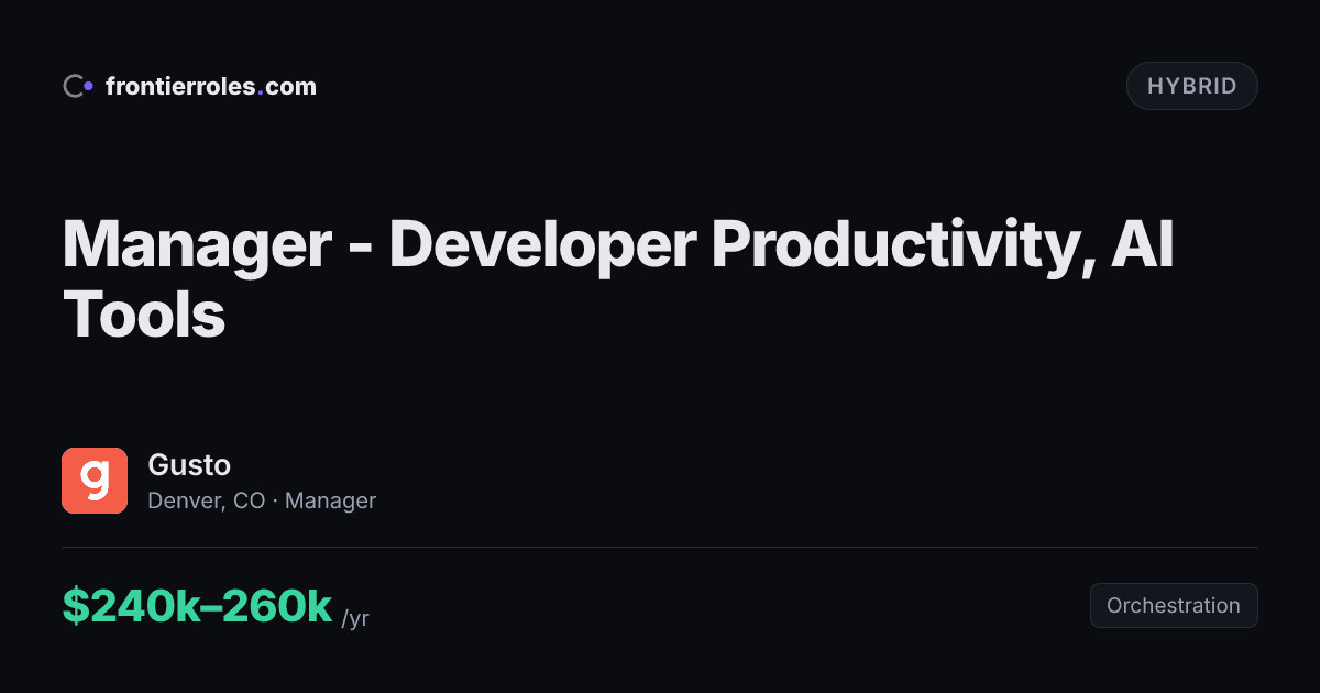 Manager - Developer Productivity, AI Tools — Gusto