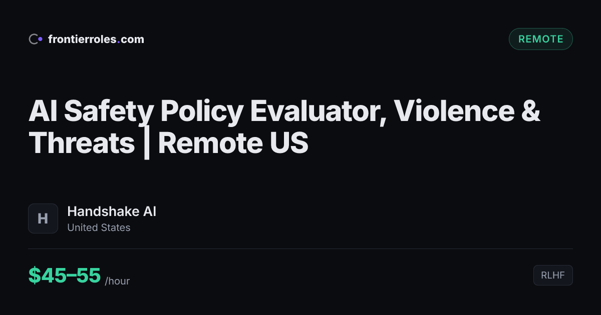 AI Safety Policy Evaluator, Violence & Threats | Remote US — Handshake AI