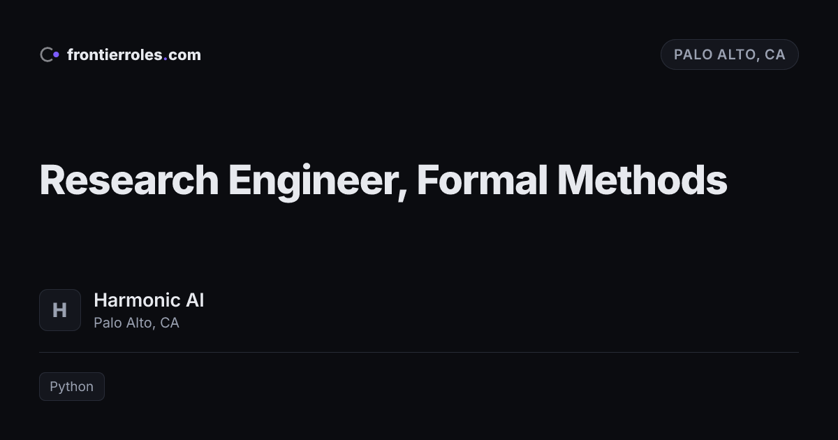Research Engineer, Formal Methods — Harmonic AI