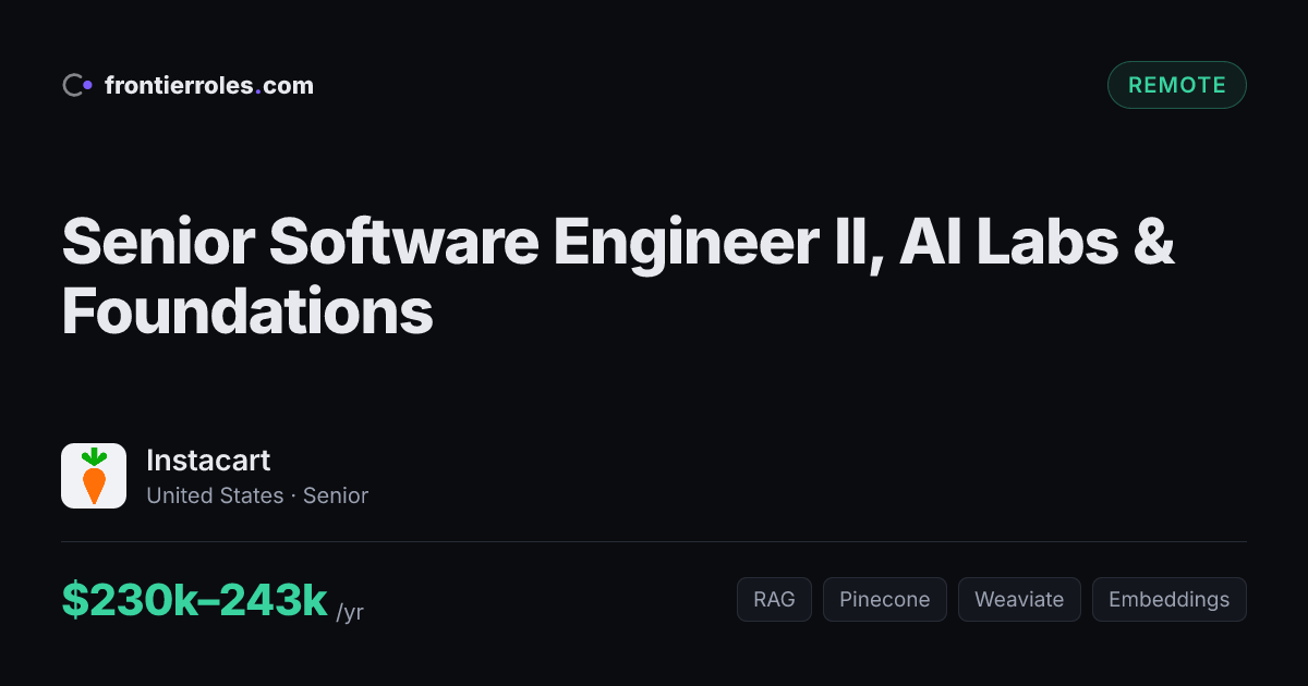 Senior Software Engineer II, AI Labs & Foundations — Instacart