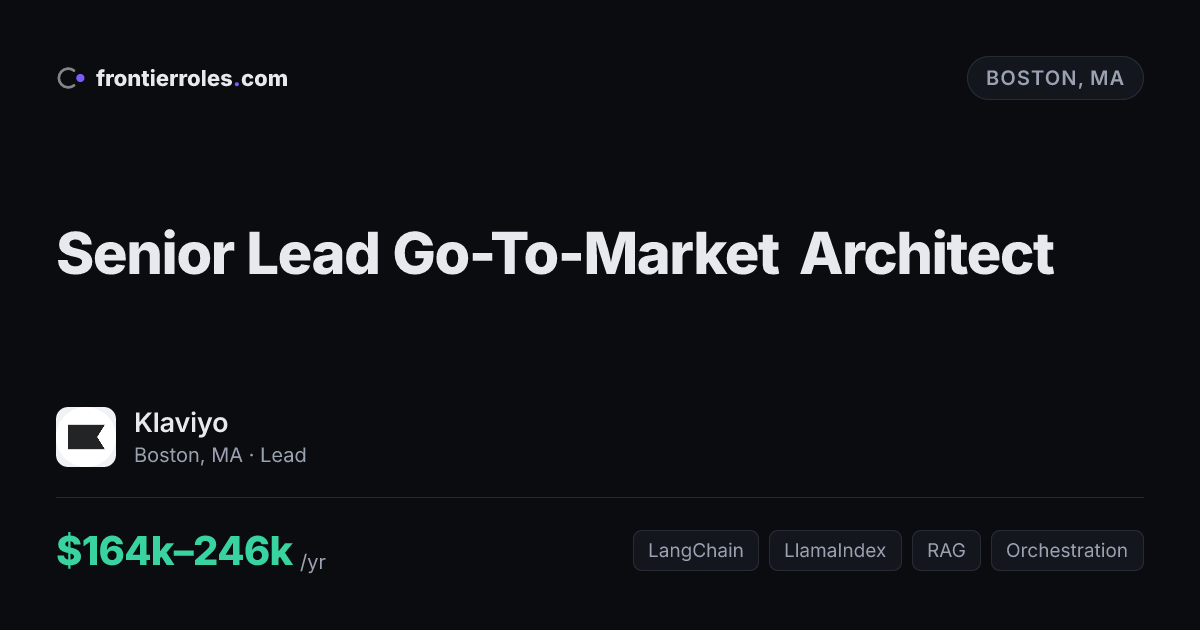 Senior Lead Go-To-Market Architect — Klaviyo