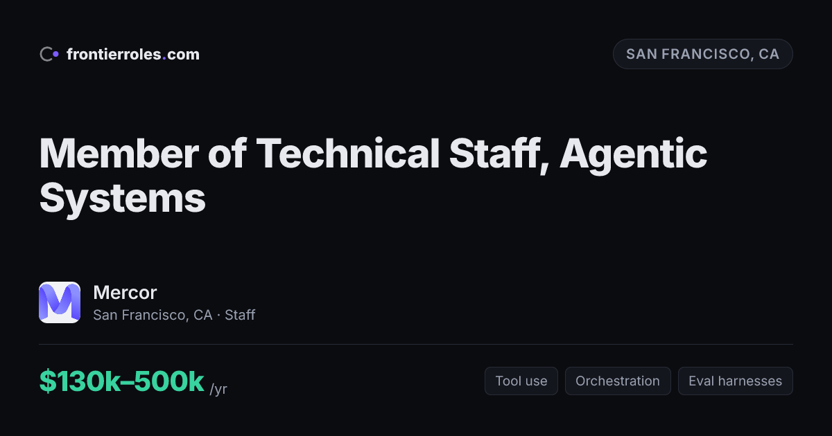 Member of Technical Staff, Agentic Systems — Mercor