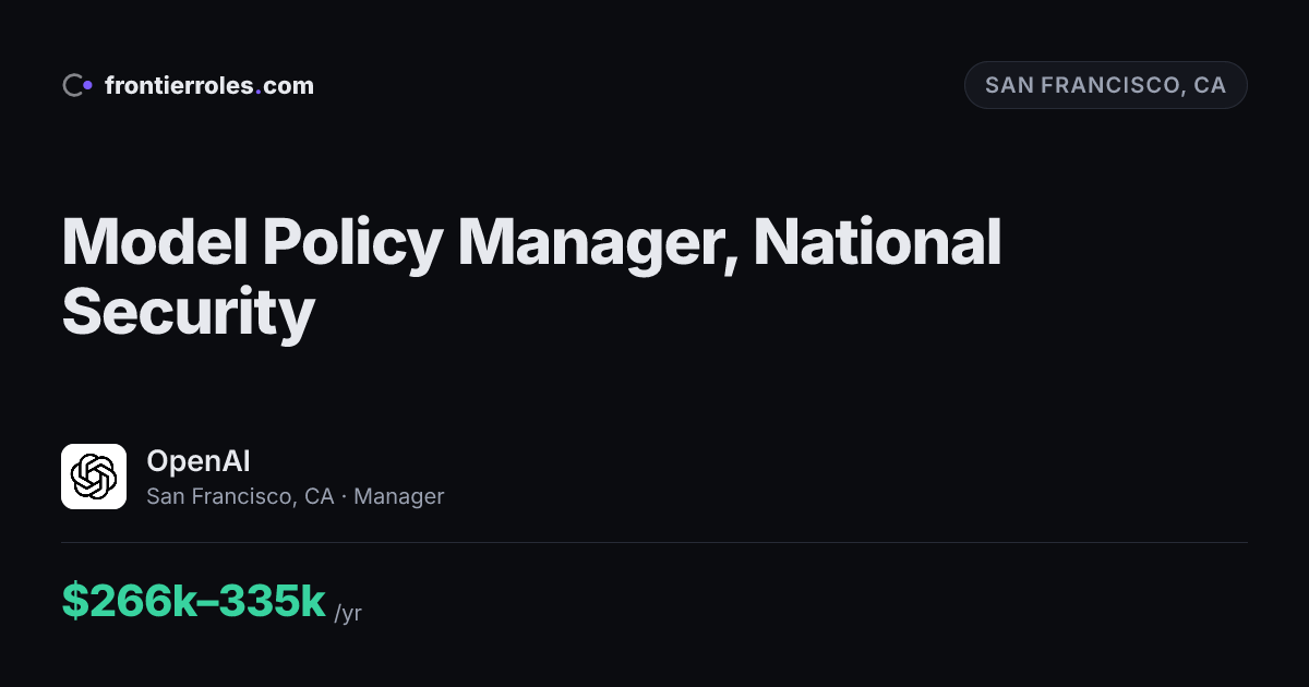 Model Policy Manager, National Security — OpenAI