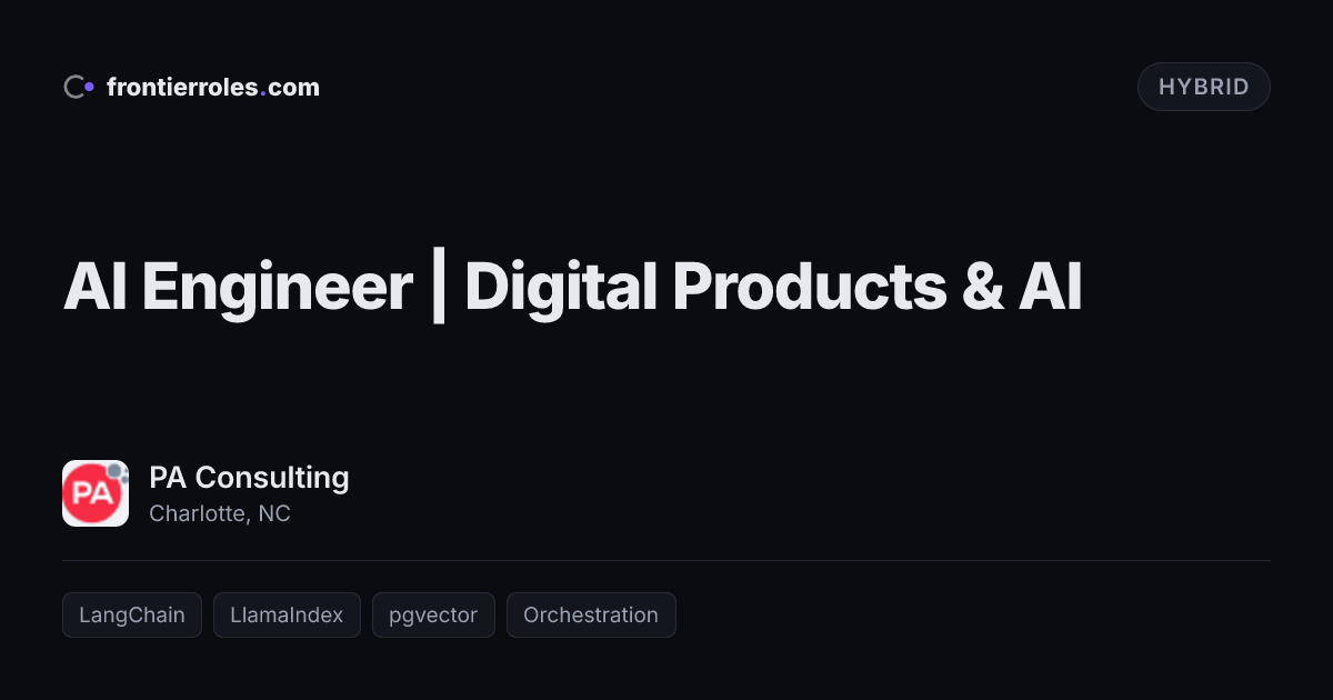 AI Engineer | Digital Products & AI — PA Consulting