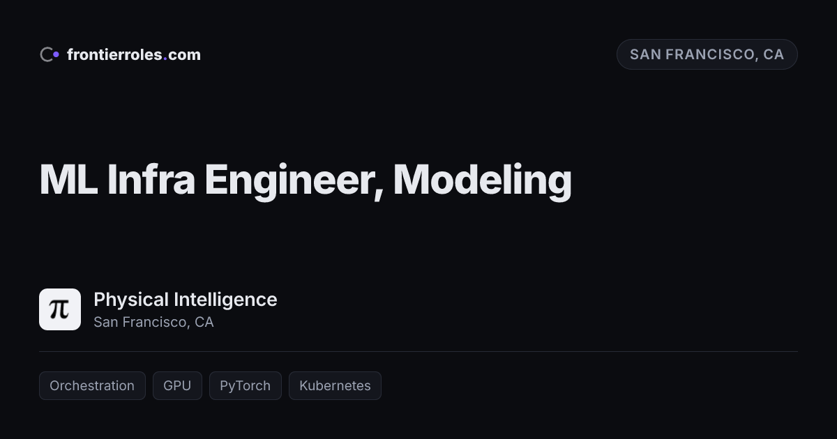 ML Infra Engineer, Modeling — Physical Intelligence