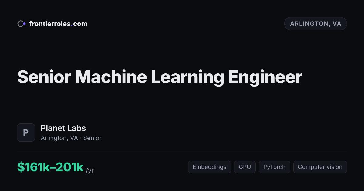 Senior Machine Learning Engineer — Planet Labs