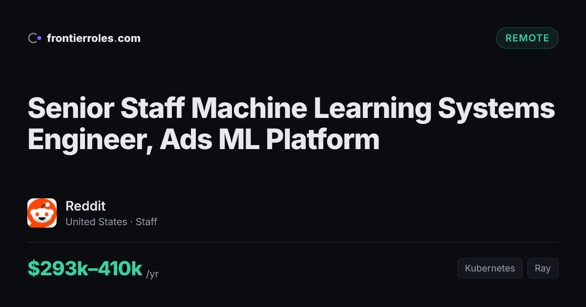 Senior Staff Machine Learning Systems Engineer, Ads ML Platform — Reddit