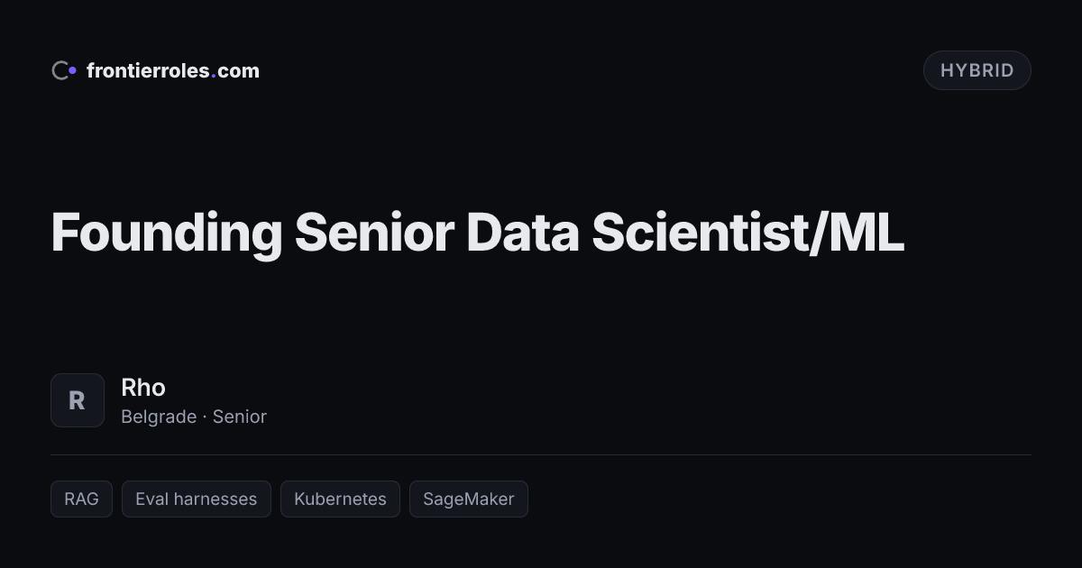 Founding Senior Data Scientist/ML — Rho