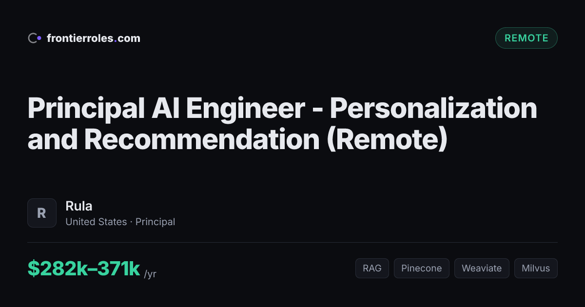 Principal AI Engineer - Personalization and Recommendation (Remote) — Rula