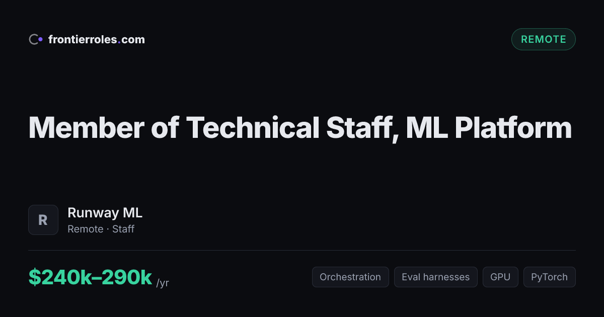 Member of Technical Staff, ML Platform — Runway ML
