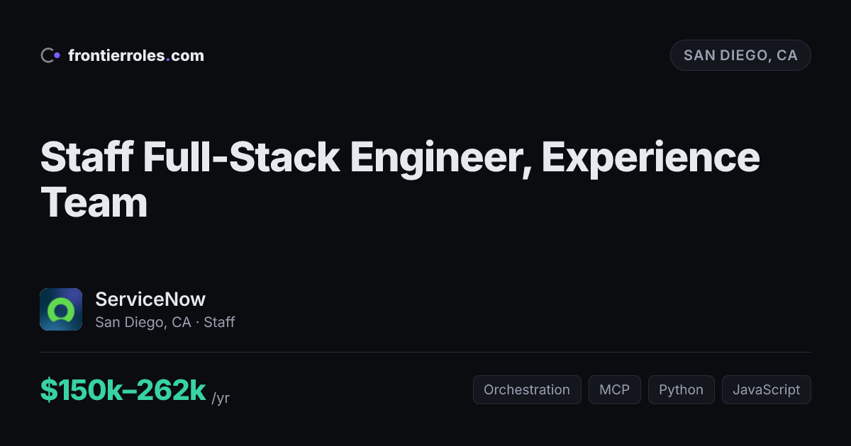 Staff Full-Stack Engineer, Experience Team — ServiceNow