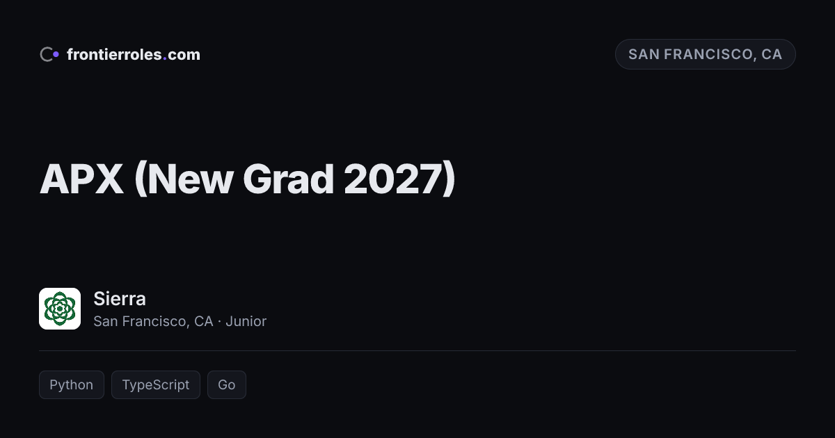 APX (New Grad 2027) — Sierra