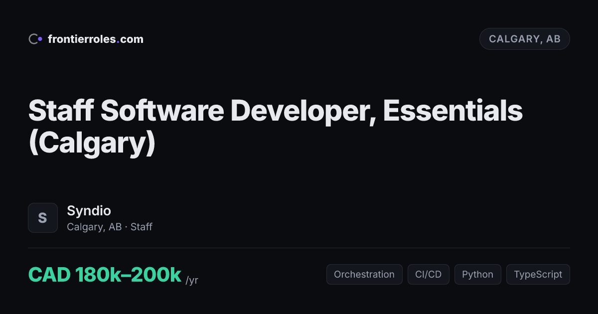 Staff Software Developer, Essentials (Calgary) — Syndio